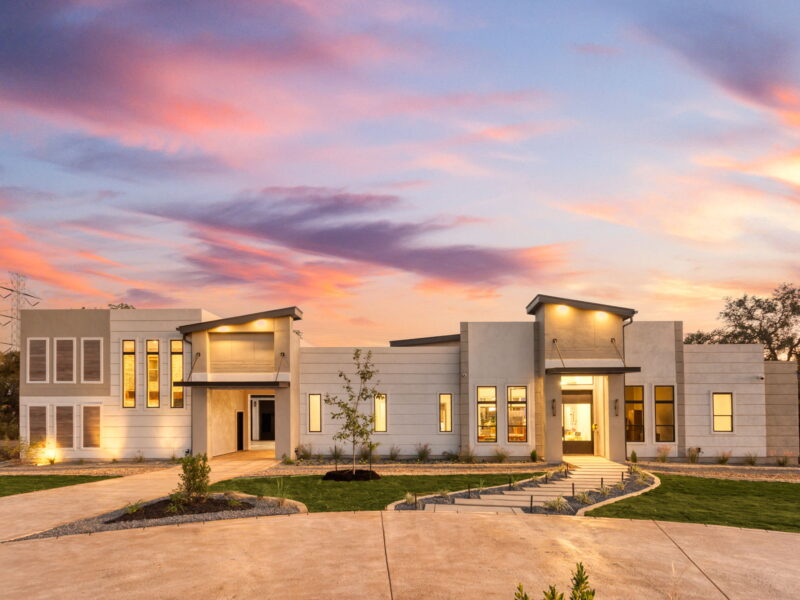 The Volstead, Macaw Homes’ 2024 Parade home in Garden Ridge at sunset