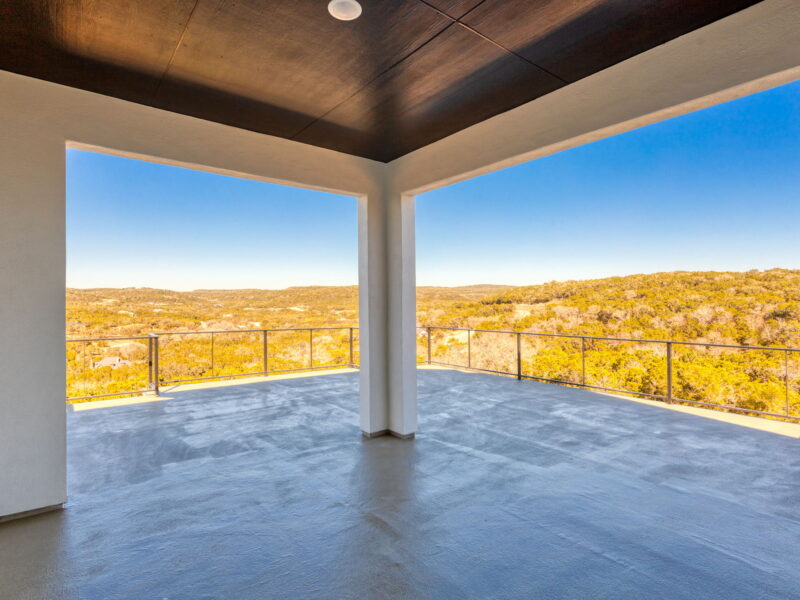 Covered second-floor deck overlooking the Hill Country