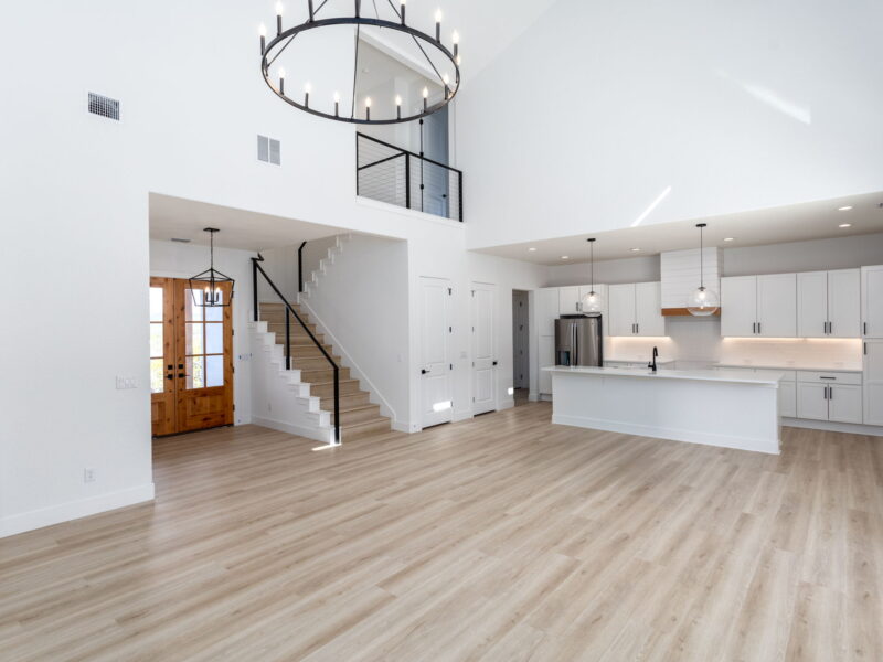 Open living area and kitchen in The Peak
