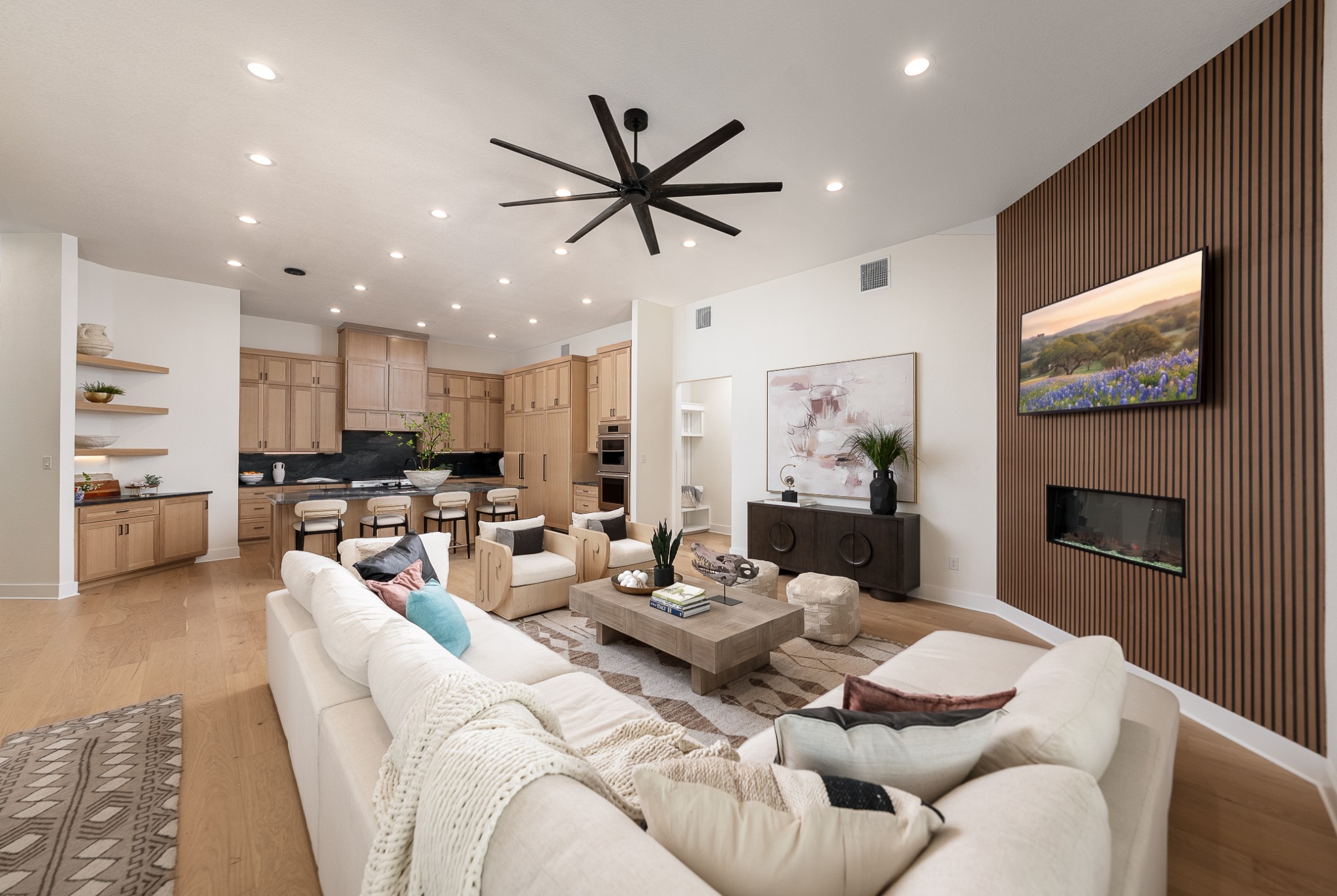 Open living space looking toward the kitchen