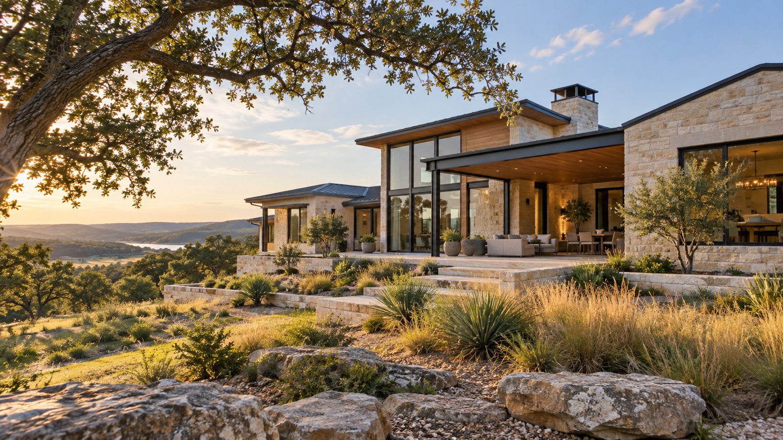Illustrative contemporary home in the Texas Hill Country